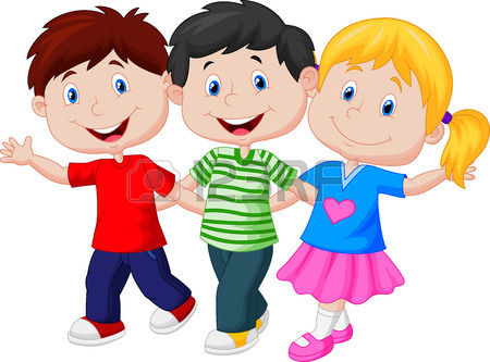 27167205 happy young children cartoon